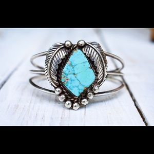 Vintage Turquoise and Sterling Cuff